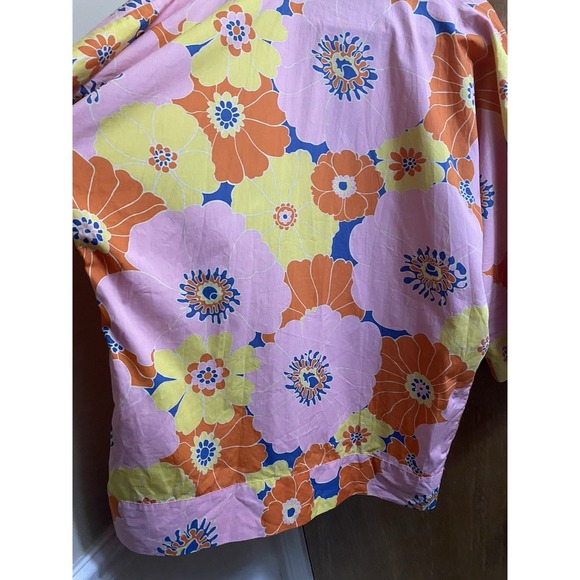 Zara Tunic Pink Top Womens Oversized Flower Multicolor Floral Kimono Sz XS NWOT - Picture 9 of 12